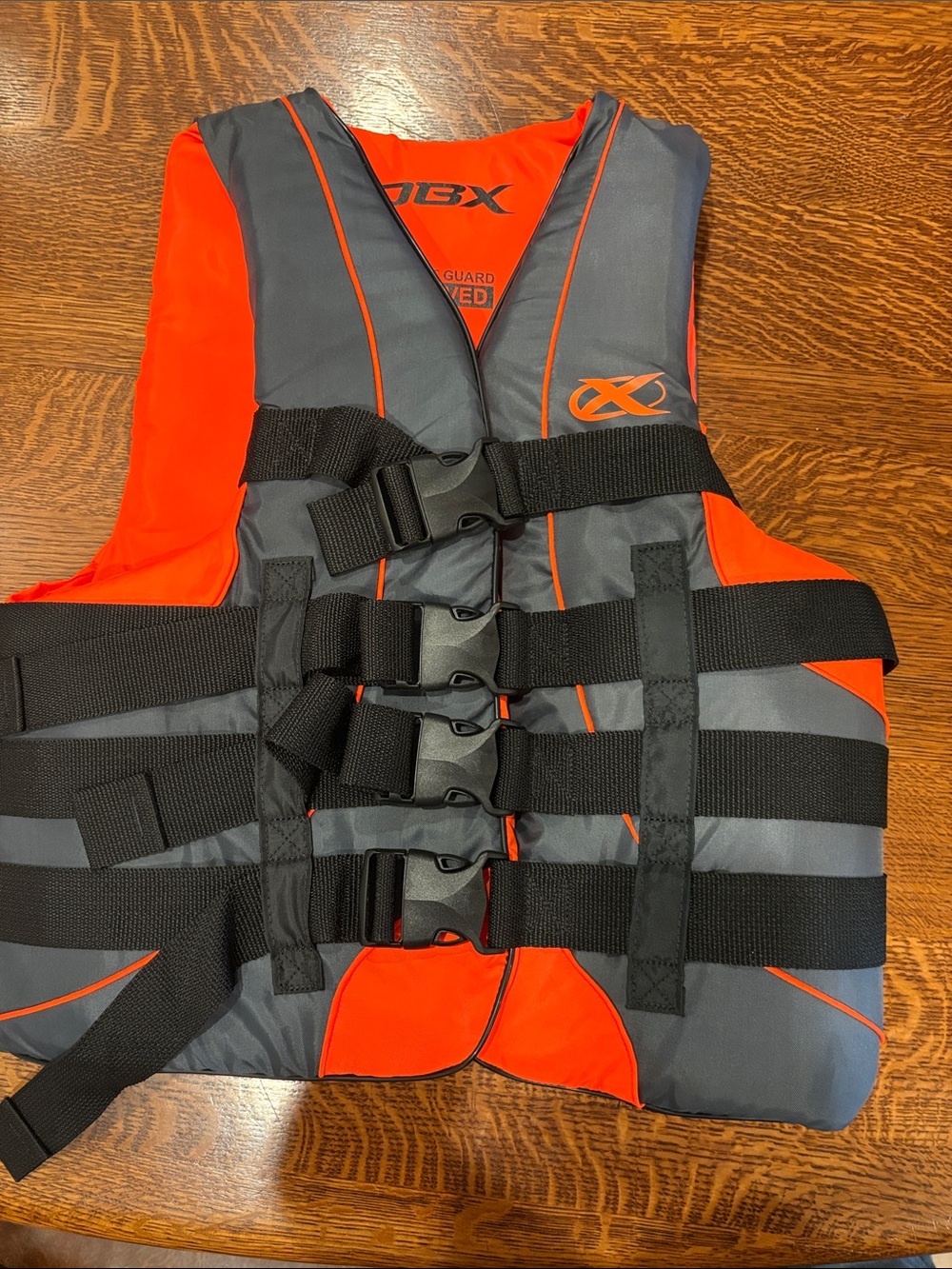 OBX Men's Orange & Gray Swim Vest - Secure Buckle Life Jacket